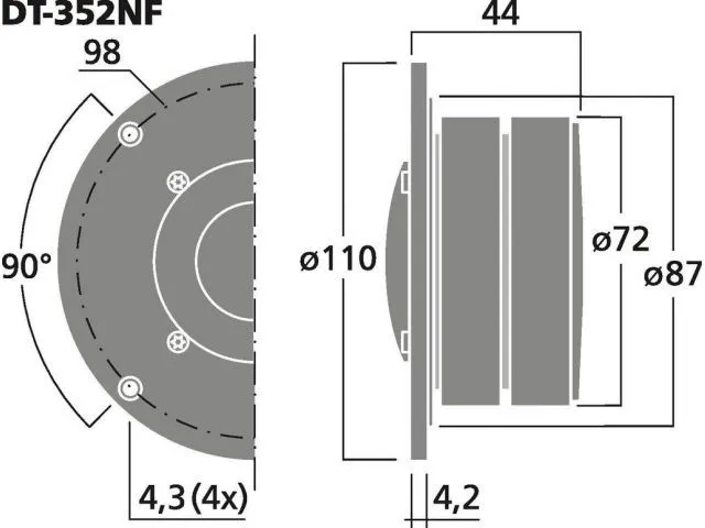 Výškový reproduktor MONACOR DT-352NF, 80 W, 8 Ohm (2)