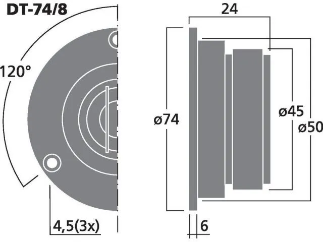 Výškový reproduktor MONACOR DT-74/8, 15 W, 8 Ohm (3)