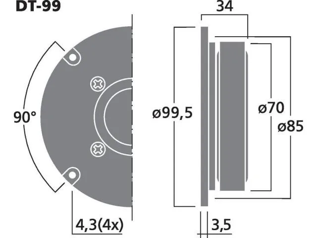 Výškový reproduktor MONACOR DT-99, 40 W, 8 Ohm (3)