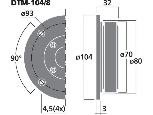 Výškový reproduktor MONACOR DTM-104/8, 45 W, 8 Ohm (3)