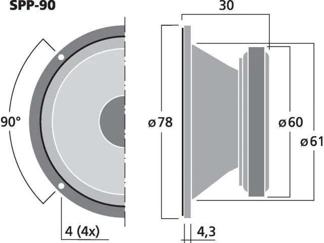 Výškový reproduktor MONACOR SPP-90, 22 W, 8 Ohm (3)