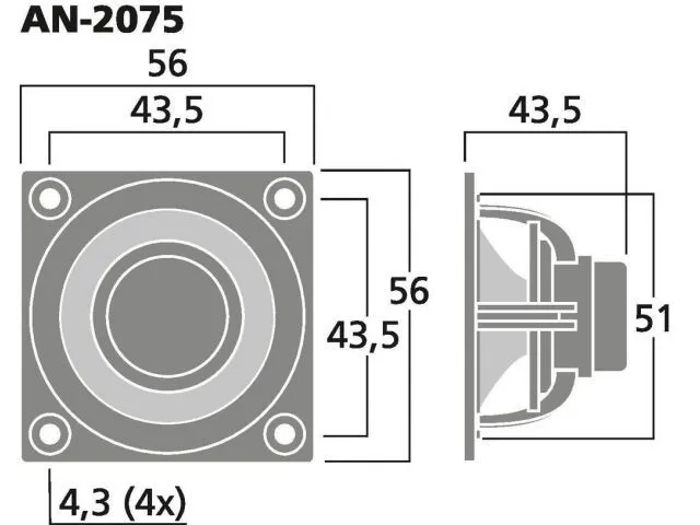 Vysokokvalitný hi-fi širokopásmový reproduktor Monacor AN-2075, 20 W, 8 Ohmov (6)