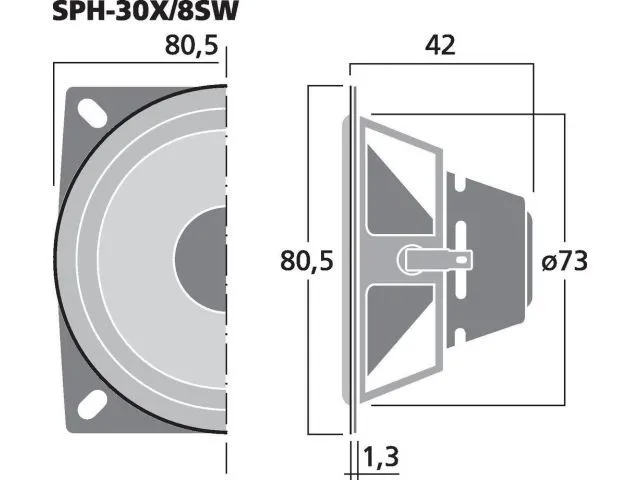 Vysokokvalitný hi-fi širokopásmový reproduktor Monacor SPH-30X/8SW, 20 W, 8 Ohm, s čiernym kevlarovým kužeľom (4)