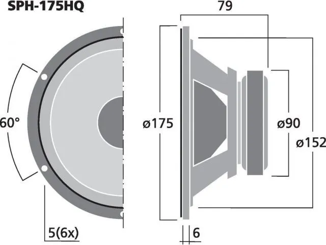Vysokokvalitný hi-fi stredobasový reproduktor Monacor SPH-175HQ, 70 W, 8 Ohmov (2)